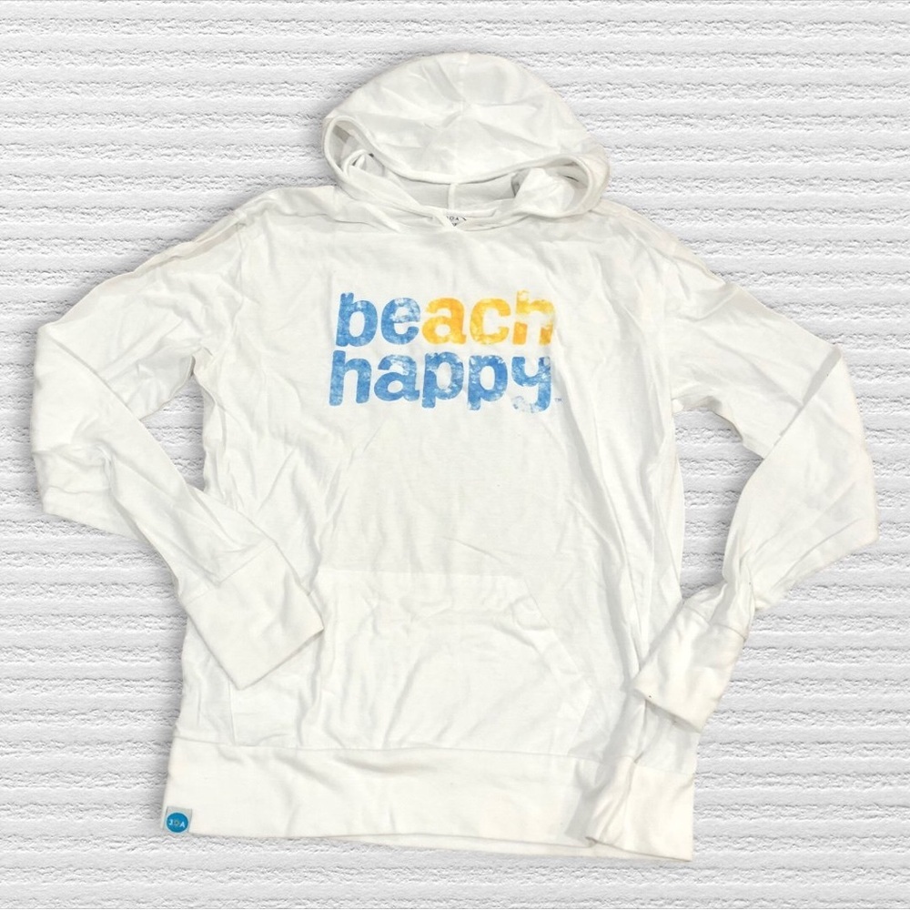White and Blue Relaxed Graphic Hoodie